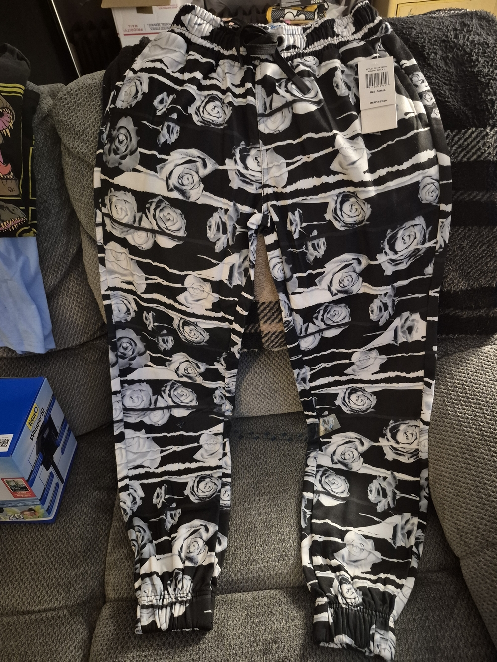 Fresh Prints of Bel-Air Men's Black  Jogger Pants Size S Drawstring